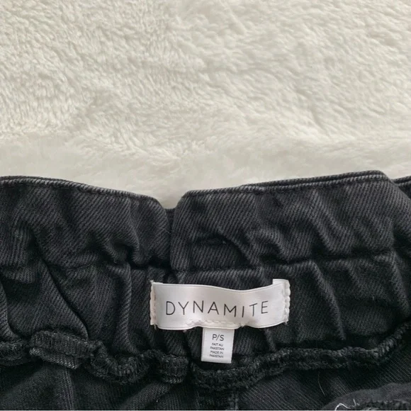 DYNAMITE | Black denim paper bag shorts - Picture 4 of 6